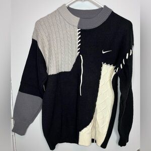 Men's Sporty Patchwork Laced Crewneck Sweater